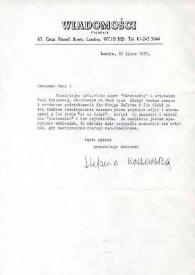 Portada:Carta dirigida a Aniela Rubinstein. Londres (Inglaterra), 28-07-1972