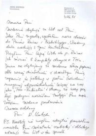Portada:Carta dirigida a Aniela Rubinstein. Isernhagen, 04-06-1991