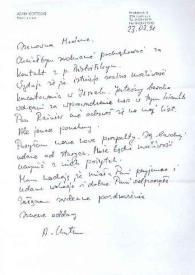 Portada:Carta dirigida a Aniela Rubinstein. Isernhagen, 23-07-1991