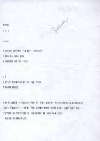 Portada:Telegrama dirigido a Arthur Rubinstein. Nueva York, 16-10-1972