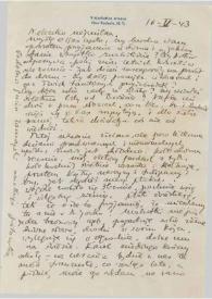 Portada:Carta dirigida a Aniela Rubinstein. New Rochelle (Nueva York), 16-05-1943