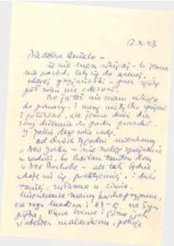 Portada:Carta dirigida a Aniela Rubinstein. Nueva York, 13-10-1943