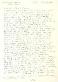Portada:Carta dirigida a Aniela y Arthur Rubinstein.  Westport, 17-07-1946