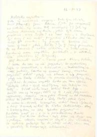 Portada:Carta dirigida a Aniela Rubinstein, 12-01-1947