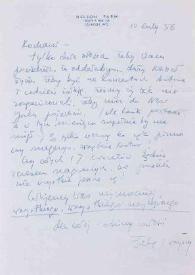 Portada:Carta dirigida a Aniela y Arthur Rubinstein. Oshkosh (Wisconsin), 10-02-1956