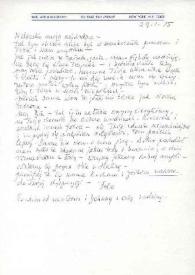 Portada:Carta dirigida a Aniela Rubinstein. Nueva York, 29-01-1975
