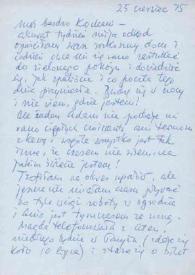 Portada:Carta dirigida a Aniela Rubinstein, 25-06-1975