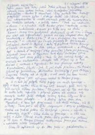 Portada:Carta dirigida a Aniela Rubinstein, 31-08-1976