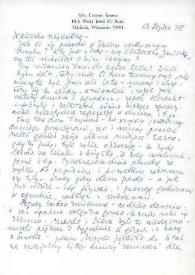 Portada:Carta dirigida a Aniela Rubinstein. Oshkosh (Wisconsin), 13-07-1978