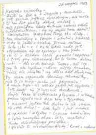 Portada:Carta dirigida a Aniela Rubinstein, 26-09-1983