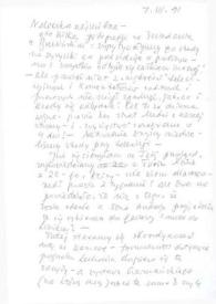 Portada:Carta dirigida a Aniela Rubinstein. Nueva York, 07-03-1991
