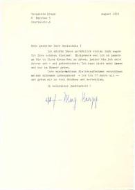 Portada:Carta dirigida a Arthur Rubinstein. Munich (Alemania), 08-08-1972
