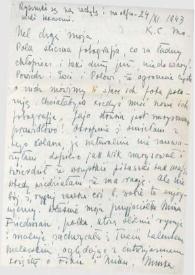 Portada:Carta dirigida a Aniela Rubinstein. Kansas City (Missouri), 24-11-1943