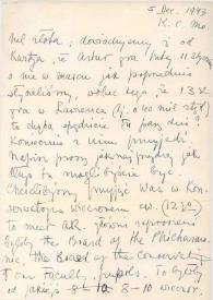 Portada:Carta dirigida a Aniela Rubinstein. Kansas City (Missouri), 05-12-1943
