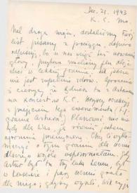Portada:Carta dirigida a Aniela Rubinstein. Kansas City (Missouri), 21-12-1943