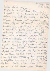 Portada:Carta dirigida a Aniela Rubinstein. Kansas City (Missouri), 22-08-1945