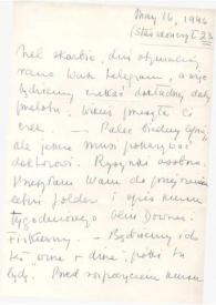Portada:Carta dirigida a Aniela Rubinstein. Kansas City (Missouri), 16-05-1946