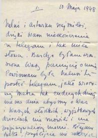 Portada:Carta dirigida a Aniela y Arthur Rubinstein. Kansas City (Missouri), 10-05-1948