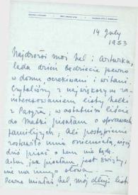 Portada:Carta dirigida a Aniela y Arthur Rubinstein. Kansas City (Missouri), 14-07-1953