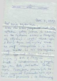 Portada:Carta dirigida a Aniela Rubinstein. Kansas City (Missouri), 03-11-1957