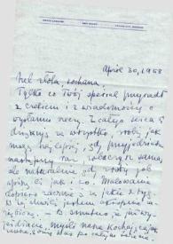 Portada:Carta dirigida a Aniela Rubinstein. Kansas City (Missouri), 30-04-1958