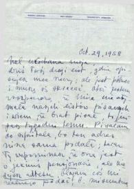 Portada:Carta dirigida a Aniela Rubinstein. Kansas City (Missouri), 29-10-1958