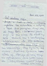Portada:Carta dirigida a Aniela y Arthur Rubinstein. Kansas City (Missouri), 23-11-1958
