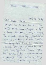 Portada:Carta dirigida a Aniela Rubinstein. Kansas City (Missouri), 16-07-1959