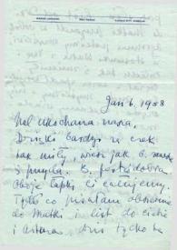 Portada:Carta dirigida a Aniela Rubinstein. Kansas City (Missouri), 06-01-1958