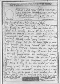Portada:Carta dirigida a Eva, Paul, Aniela y Arthur Rubinstein. Nueva York, 18-06-1945