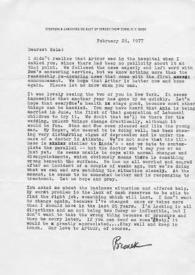 Portada:Carta dirigida a Aniela Rubinstein. Nueva York, 28-02-1977
