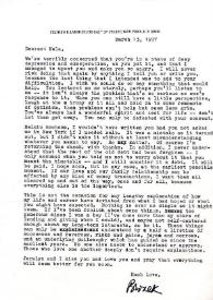 Portada:Carta dirigida a Aniela Rubinstein. Nueva York, 13-03-1977