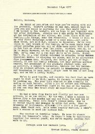Portada:Carta dirigida a Aniela Rubinstein. Nueva York, 18-12-1977
