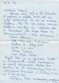 Portada:Carta dirigida a Aniela Rubinstein. Kansas City (Missouri), 15-11-1942