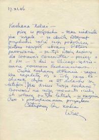 Portada:Carta dirigida a Aniela Rubinstein. Kansas City (Missouri), 17-11-1946