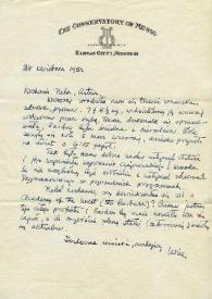 Portada:Carta dirigida a Aniela y Arthur Rubinstein. Kansas City (Missouri), 24-04-1952