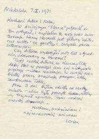 Portada:Carta dirigida a Aniela y Arthur Rubinstein. Kansas City (Missouri), 07-02-1971