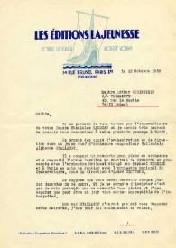 Portada:Carta dirigida a Arthur Rubinstein. París (Francia), 23-10-1952