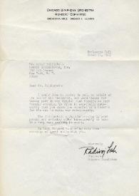 Portada:Carta dirigida a Arthur Rubinstein. Chicago (Illinois), 11-03-1967