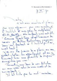 Portada:Carta dirigida a Arthur Rubinstein. París (Francia), 07-06-1971