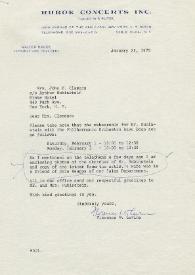 Portada:Carta dirigida a Clara H. Clemans. Nueva York, 28-01-1975
