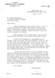 Portada:Carta dirigida a Arthur Rubinstein. Nueva York, 22-07-1965