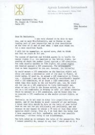 Portada:Carta dirigida a Arthur Rubinstein. Milán (Italia), 18-12-1969