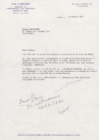 Portada:Carta dirigida a Aniela Rubinstein. París (Francia), 19-02-1987
