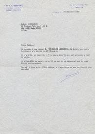 Portada:Carta dirigida a Aniela Rubinstein. París (Francia), 24-12-1987
