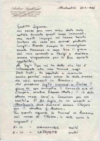 Portada:Carta dirigida a Aniela Rubinstein. Montecatini Terme (Toscana), 30-04-1986