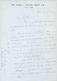 Portada:Carta dirigida a Arthur Rubinstein. Londres (Inglaterra), 02-12-1956