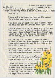 Portada:Carta dirigida a Aniela Rubinstein. Nueva York, 09-01-1983