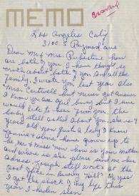 Portada:Carta dirigida a Aniela y Arthur Rubinstein. Los Angeles (California)