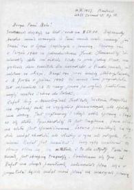 Portada:Carta dirigida a Aniela Rubinstein. Montreal (Canadá), 10-03-1957